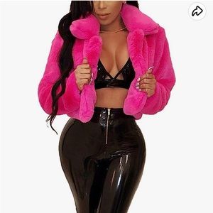 Pink fur jacket